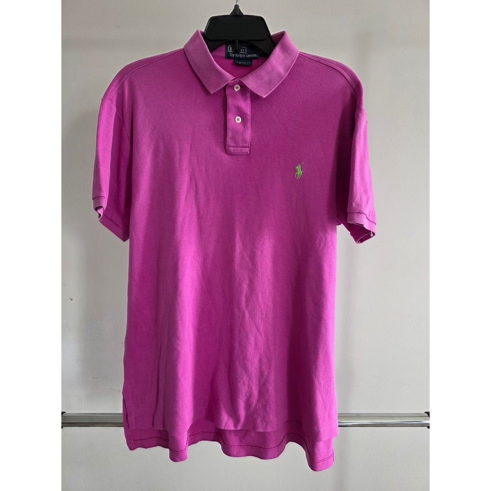 Polo Ralph Lauren Men's sz M Custom Fit Magenta Pink Polo Shirt Lime Green Pony